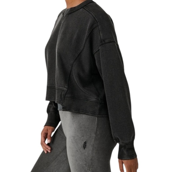 Free People x Hatch Intercept Maternity Pullover Sweatshirt Black Medium New - Picture 3 of 12